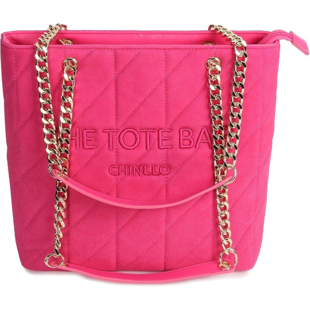 Women's  Fuchsia-Suede PU Leather Sophisticated Elegant, Retro Style Tote Bag